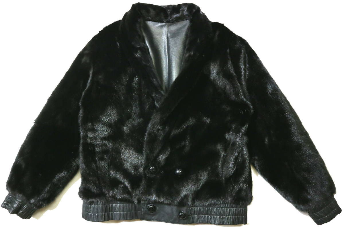  with translation ( wearing feeling )/ fine quality mink!* mink fur & cow leather reversible leather jacket *M size corresponding ( height 172-174 centimeter rank )