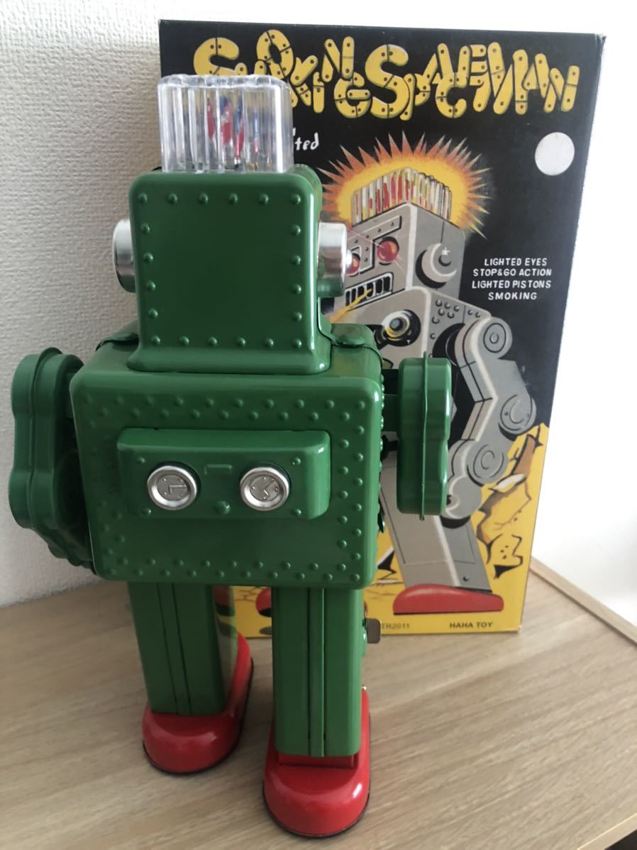 昭和ブリキロボット レトロおもちゃ 緑