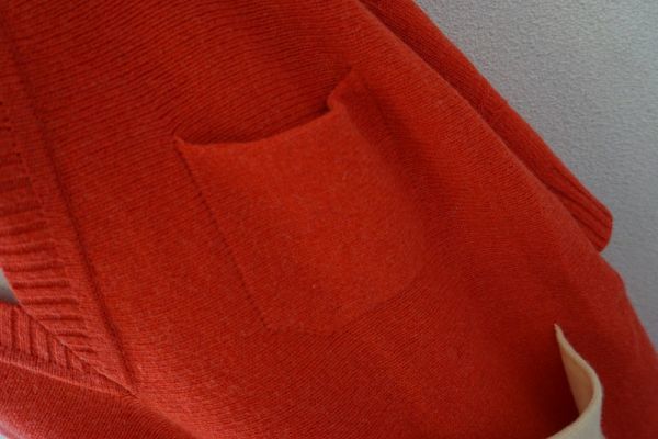 [ быстрое решение ]iliann loebi Lien low b женский вязаный tops V шея с карманом orange серия сделано в Японии [716799]