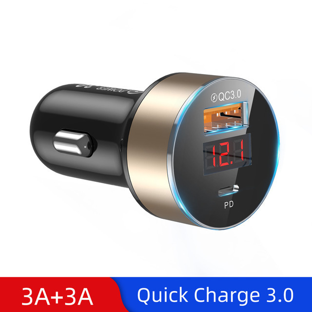 ゴールド Type-c PD 高速ポート Quick Charge 3.0対応 USB 24v対応 アダプター 12 お手頃価格 電圧計付き 3A+3A レビュー高評価の商品
