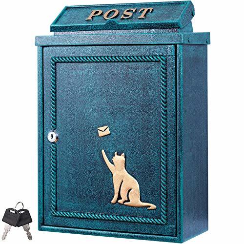 買い得 カバポスト(Cabapost) ポスト 郵便ポスト 猫 と手紙 鋳造 壁掛け 鍵付き A4対応 郵便受け おしゃれ