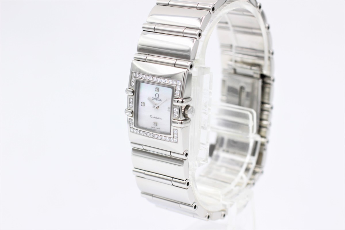 【オメガ】 腕時計　コンステレーション　クアドラ　1528.76　SS　ダイヤベゼル　シェル　4Pダイヤ　レディース　クォーツ　中古品_画像3