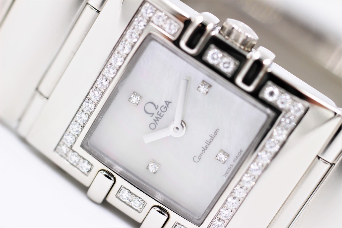 【オメガ】 腕時計 コンステレーション クアドラ 1528.76 SS ダイヤベゼル シェル 4Pダイヤ レディース クォーツ 中古品の画像8