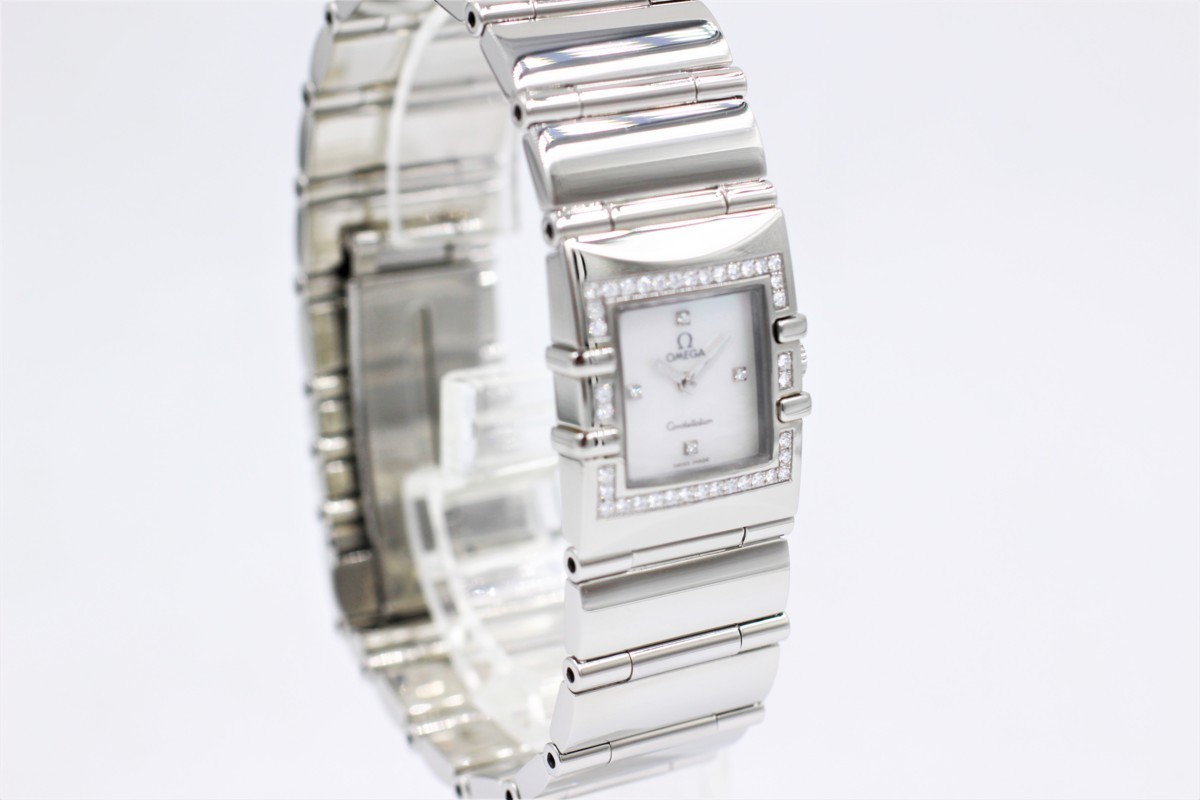 【オメガ】 腕時計　コンステレーション　クアドラ　1528.76　SS　ダイヤベゼル　シェル　4Pダイヤ　レディース　クォーツ　中古品_画像2