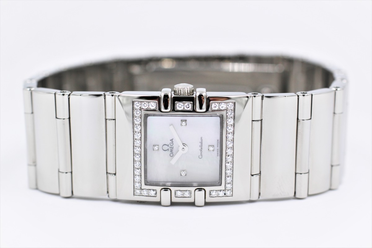 【オメガ】 腕時計　コンステレーション　クアドラ　1528.76　SS　ダイヤベゼル　シェル　4Pダイヤ　レディース　クォーツ　中古品_画像6