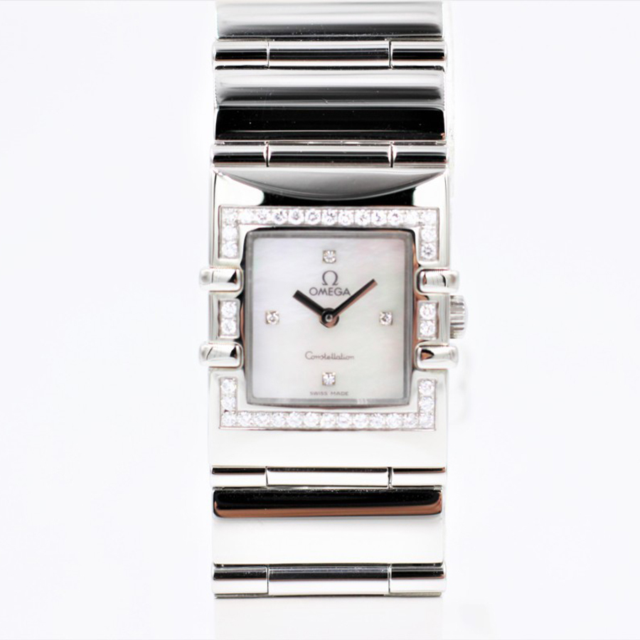 【オメガ】 腕時計　コンステレーション　クアドラ　1528.76　SS　ダイヤベゼル　シェル　4Pダイヤ　レディース　クォーツ　中古品