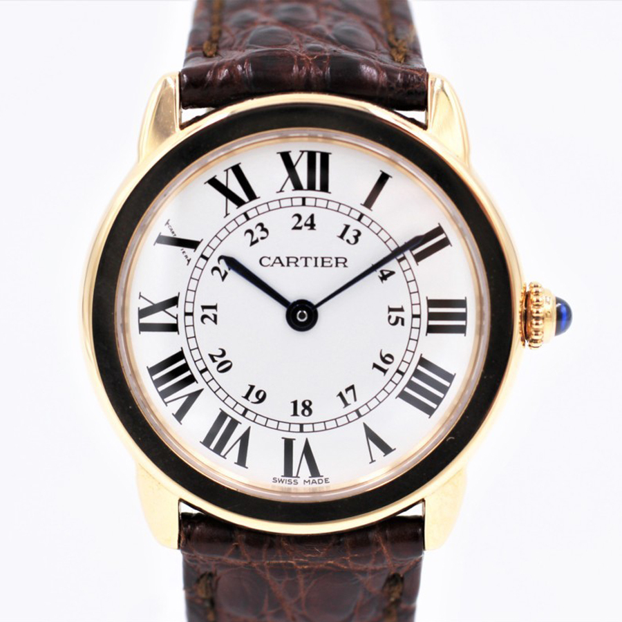 【カルティエ】 腕時計　ロンドソロSM　W6701007　PG×SS×革ベルト　シルバー　レディース　クォーツ　中古品