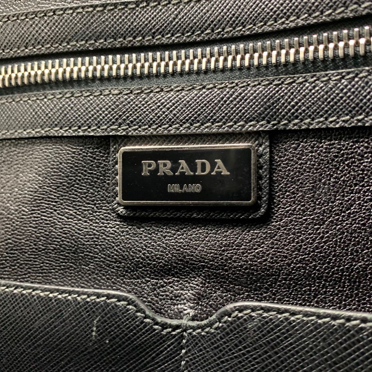 1円【希少色 稀品】PRADA プラダ ブリーフケース ビジネスバッグ ハンドバッグ サフィアーノ レザー 本革 カード付 ダイヤル 鍵付 ブルー_画像4