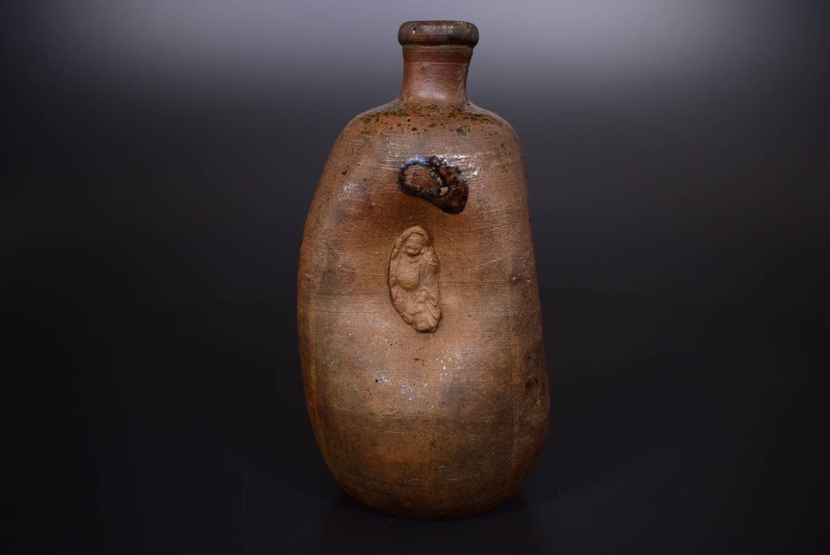 【和】古美術収集家買出品　時代古備前　人形徳利　へそ徳利　酒徳利　保命酒　(2708) 酒器