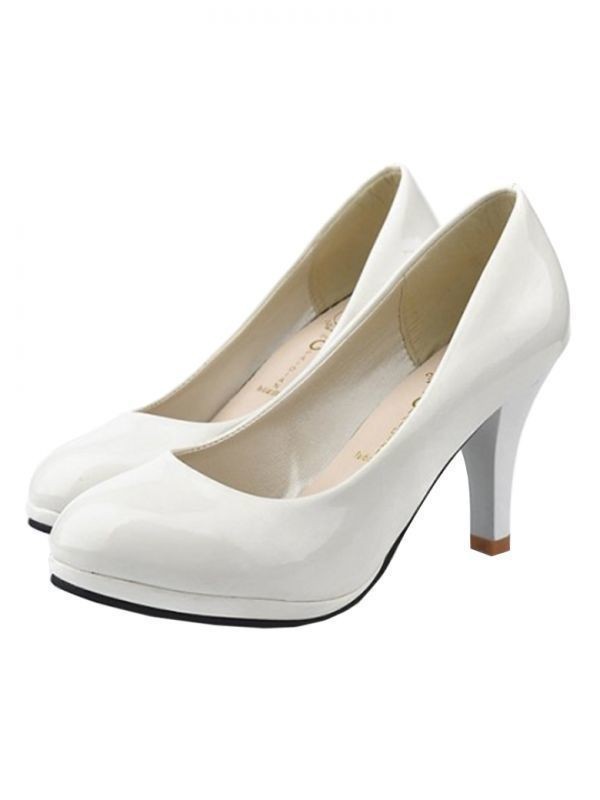  pumps 8. heel enamel beautiful legs casual business 23. white new goods unused B class goods NO.2