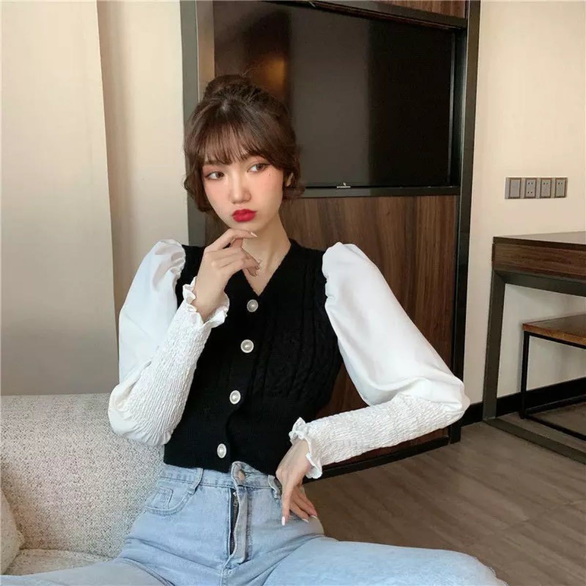 Paypayフリマ 韓国オルチャンファッション ニット カーディガン バルーンスリーブ パフスリーブ 秋冬 フレンチガーリー ボリューム セーター Paypayフリマ 韓国オルチャンファッション ニット カーディガン バルーンスリーブ パフスリーブ 秋冬 フレンチガーリー ボリューム セーター