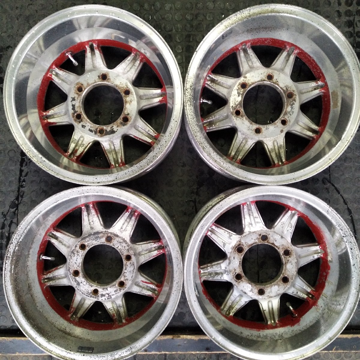 管理番号:W1-143【4本価額】【15x6J 6x139.7 ET+5 ハブ径108 】ASAHI・70ランクル等・店頭直接購入・引取・下取可能_画像9