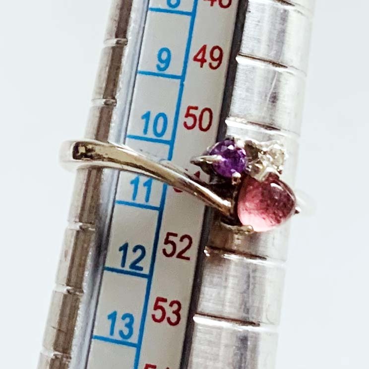 美品　天然石　マルチカラー　925シルバー銀製　指輪リング　サイズ約＃10.5　No.5115_画像3