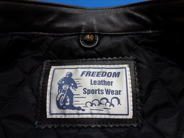 10555■最高級 FREEDOM フリーダム 牛革 ライダース ジャケット シングル 黒 白 40 カウ レザー_画像6