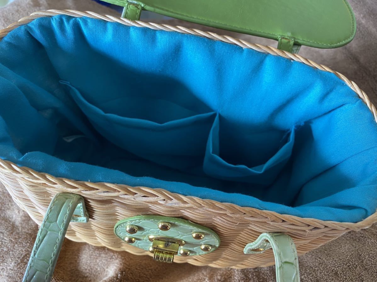  корзина сумка . сумка корзина сумка плетеный вверх Turn блокировка дыня зеленый легкий * прекрасный товар!