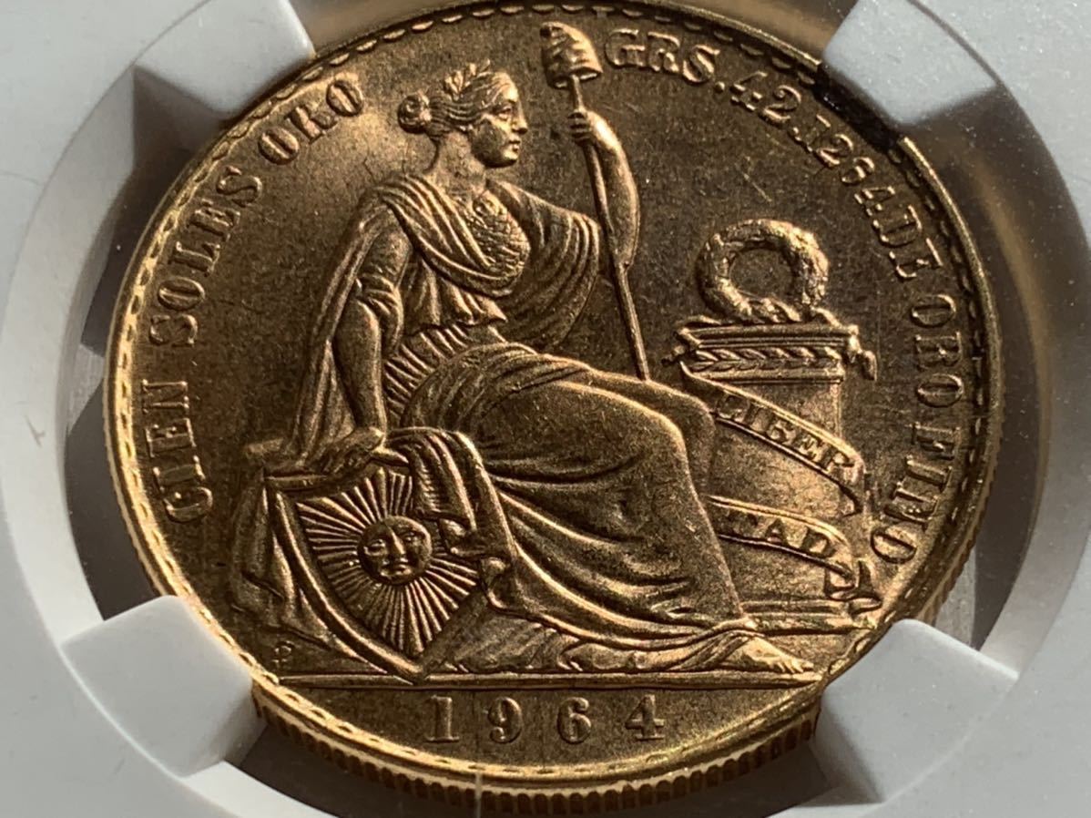 pe Roo 1964 year woman god. . image 100soru gold coin MS65