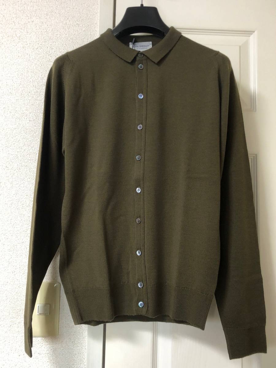 新品 未使用 JOHN SMEDLEY PARWISH Kielder Green Sサイズ シャツカーディガン ジョンスメドレー パーウィッシュ _画像1