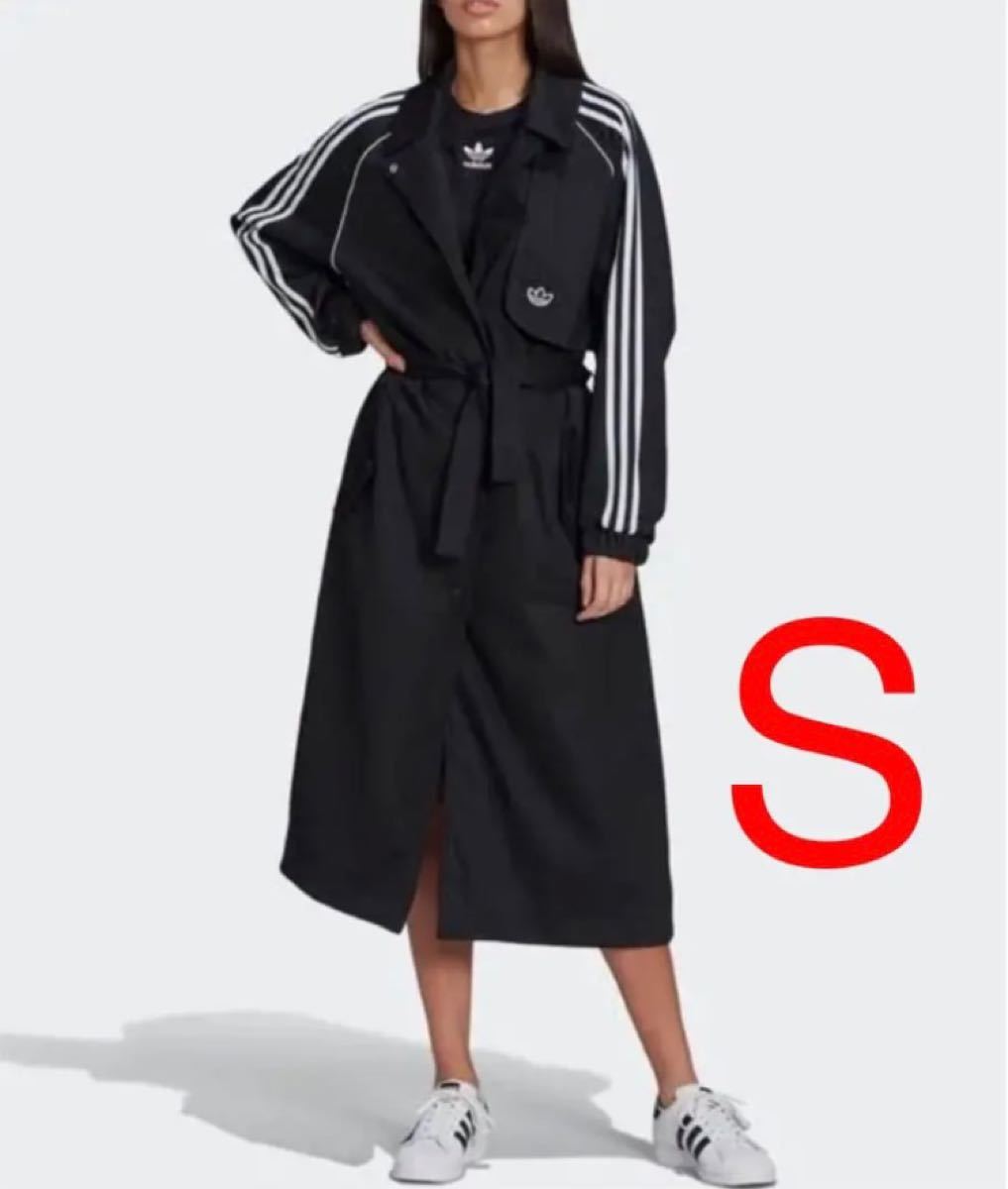 タグ付き adidas アディダス PRIMEBLUE トレンチコート S 黒(¥15,999