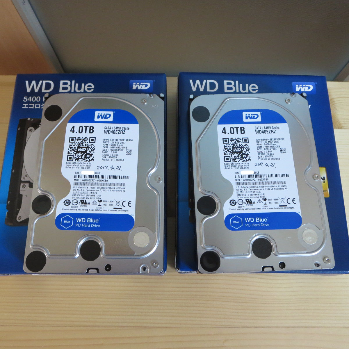 ●WESTERN DIGITAL WD Blue 4.0TB HDD 「WD40EZRZ」 ２個セット 中古品