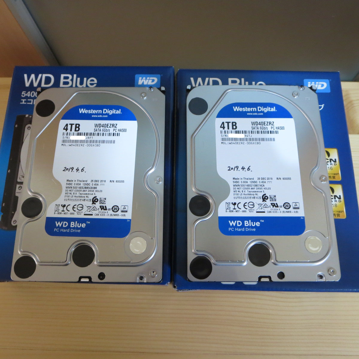 ●WESTERN DIGITAL WD Blue 4.0TB HDD 「WD40EZRZ」 ２個セット 中古品 その２