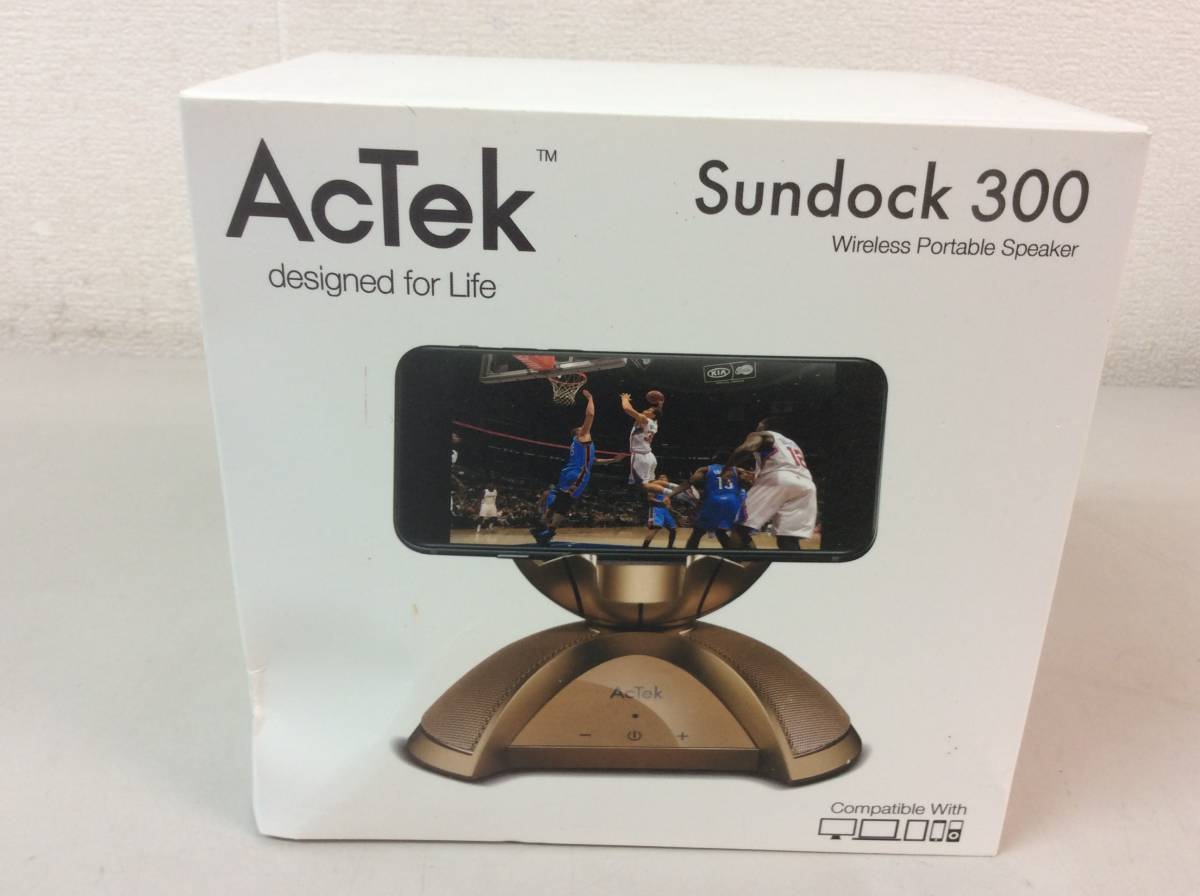 ★ 未使用 未開封 AcTek Sundock 300 ゴールド ワイヤレス ポータブル Bluetooth スピーカー Wireless おしゃれ_画像1