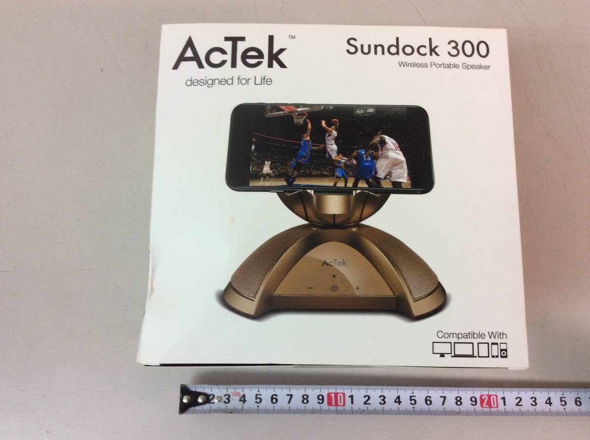 ★ 未使用 未開封 AcTek Sundock 300 ゴールド ワイヤレス ポータブル Bluetooth スピーカー Wireless おしゃれ_画像7