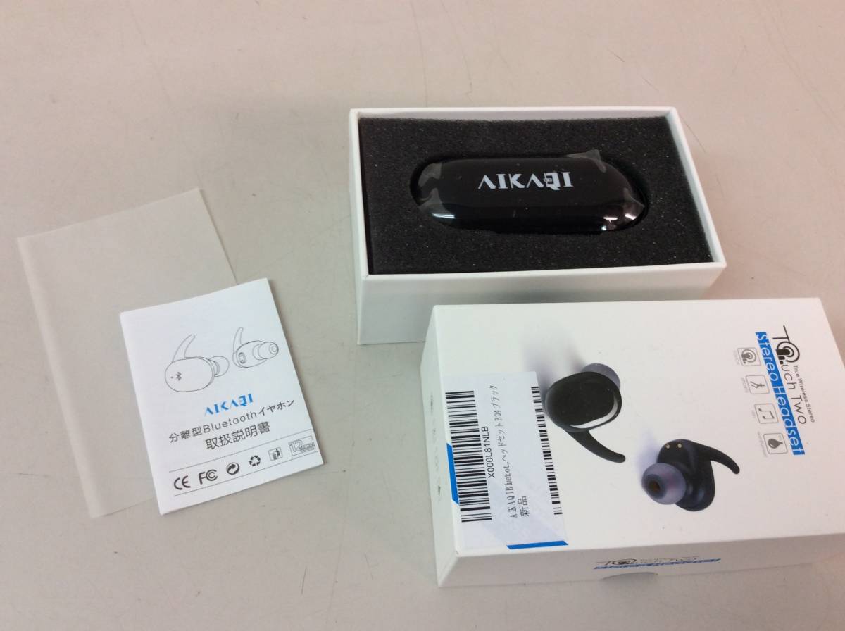 ★ 未使用 Touch Two ステレオ ヘッドセット ワイヤレスイヤホン Stereo Headset イヤホン B04 黒 ブラック AIKAQI ハンズフリー Bluetooth_画像2