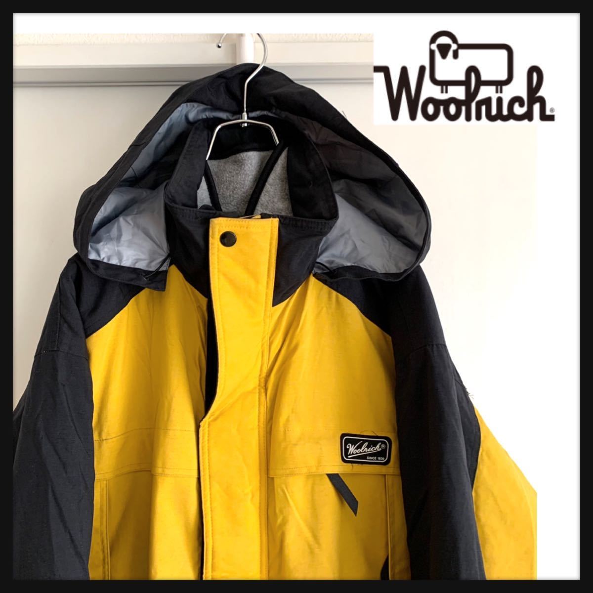 【希少】90s Woolrich ウールリッチ ナイロン マウンテンパーカー ジャケット POLARTEC フリースライナー付 収納フード アシックス製