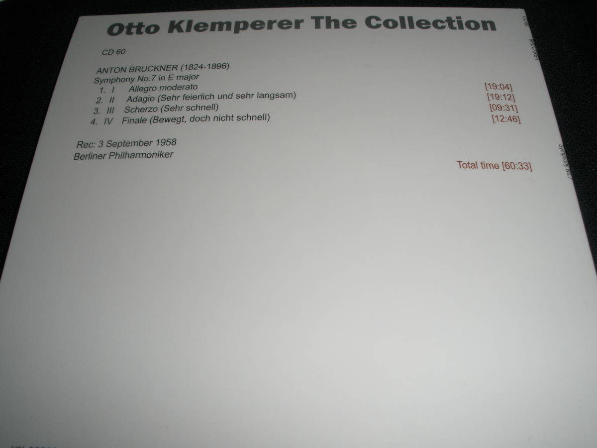 クレンペラー ブルックナー 交響曲 第7番 ベルリン・フィルハーモニー管弦楽団 ルツェルン音楽祭 1958 紙 未使用美品 Bruckner Klemperer_未使用美品。紙ジャケットCD