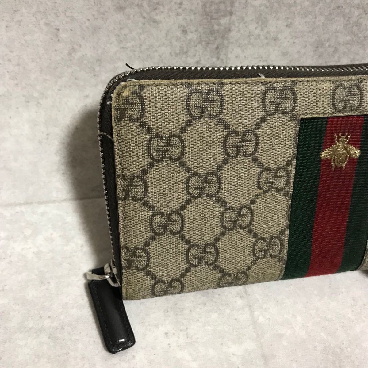 GUCCI グッチ 長財布 ウォレット GGスプリーム シェリーライン 蜂