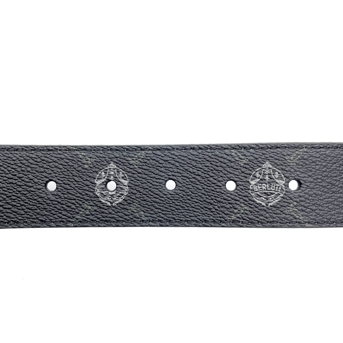 # 1 jpy ~ beautiful goods # BERLUTI Berluti # signature canvas belt 35mm black C0065-003 TOILE # leather silver buckle 