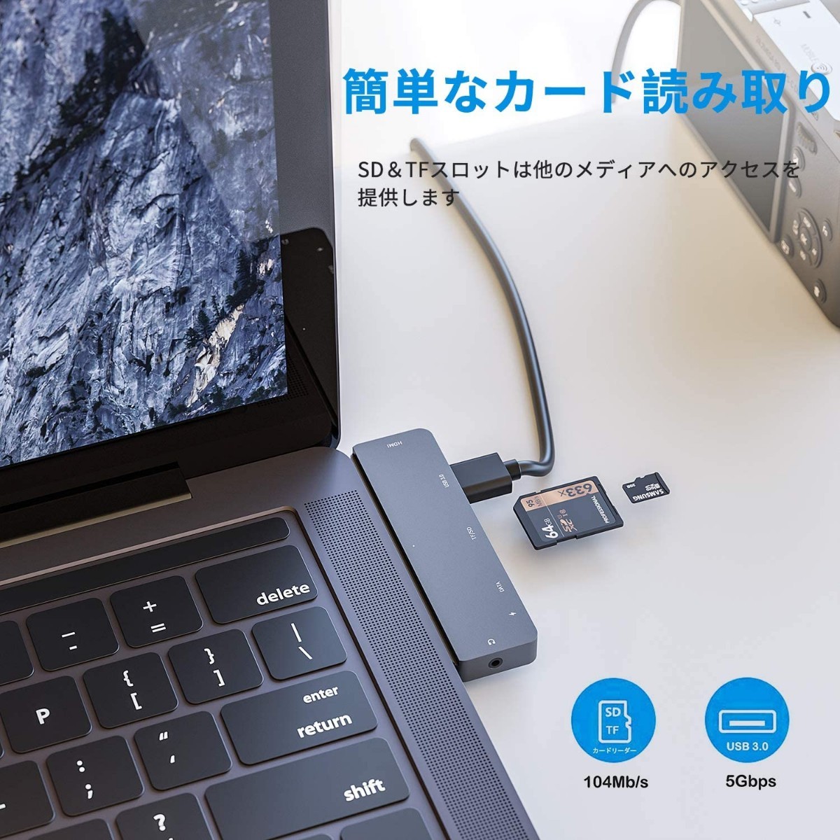 USB ハブ アダプタ　USBポート　SDカードリーダー ]