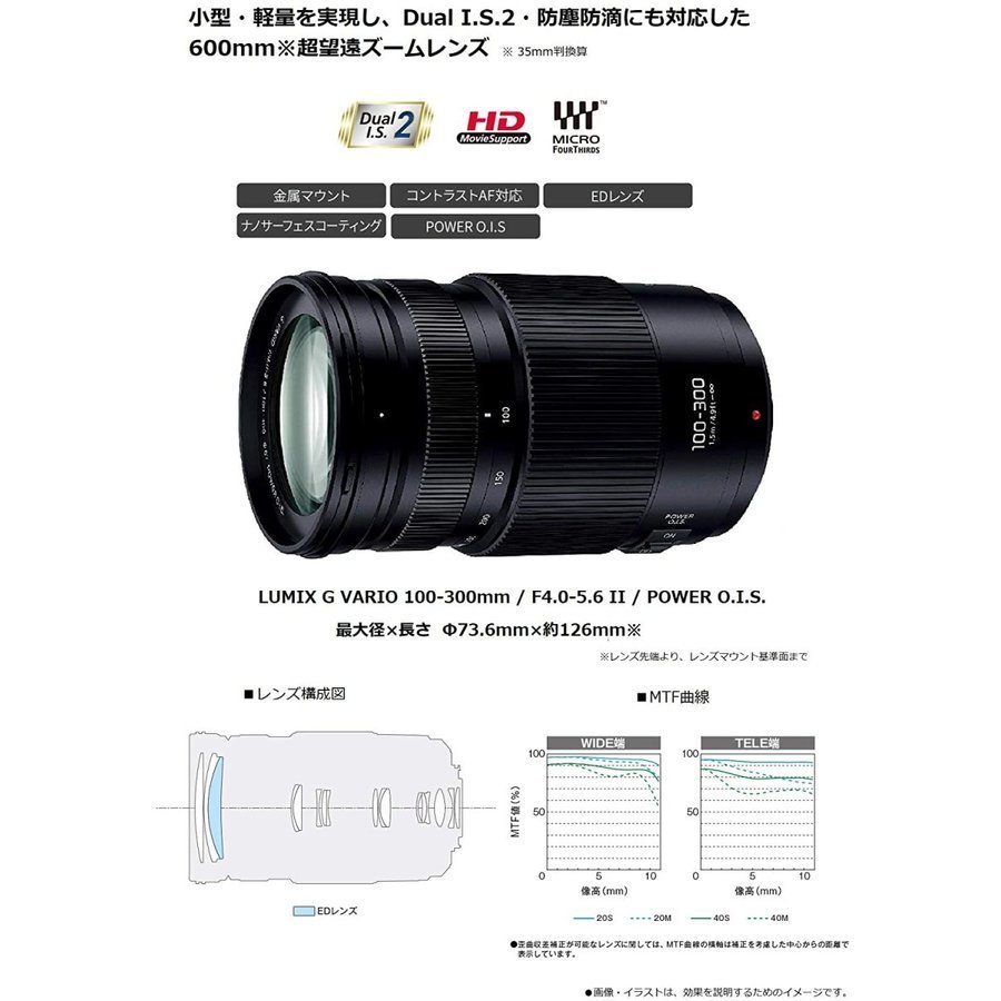 パナソニック Panasonic LUMIX G VARIO 100-300mm F4.0-5.6 II POWER