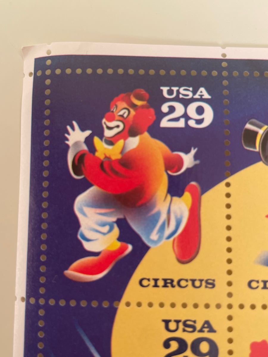 アメリカ切手　サーカス　未使用シート　29セント