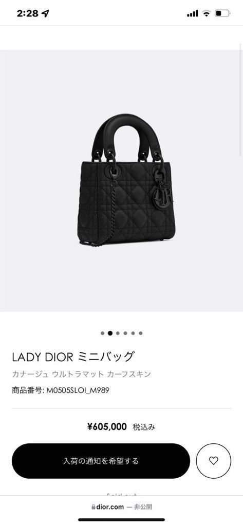 1円スタート Lady Dior レディ ディオール ミニバッグ ウルトラマット 