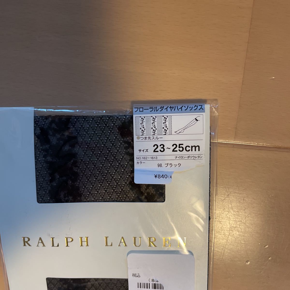 送料込み　新品　ラルフローレン Ralph Lauren フローラルダイヤハイソックス　ブラック　黒　23-25cm 送料無料_画像2