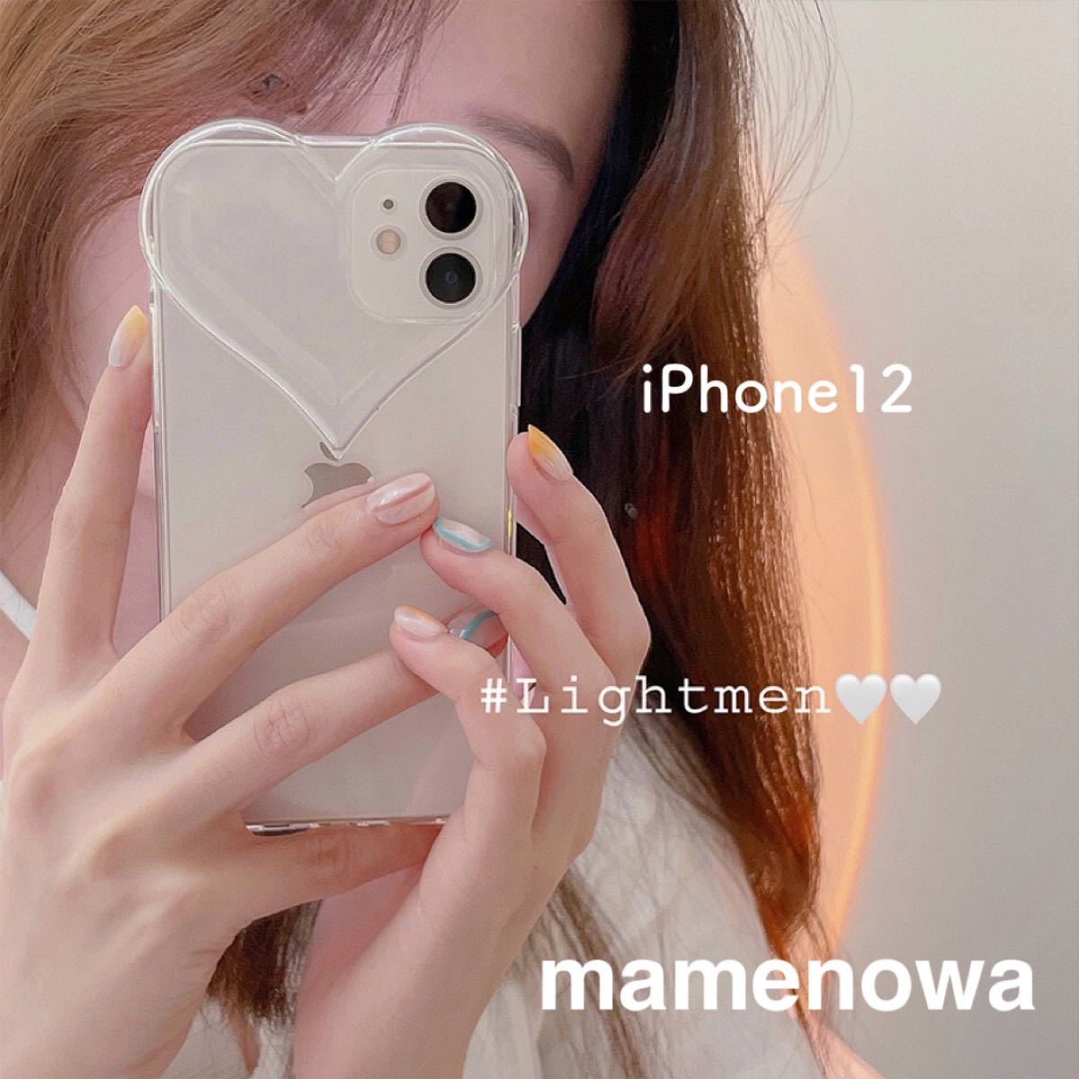 韓国　iPhone12ケース　スマホケース　ハート　クリア　透明　可愛い　お洒落