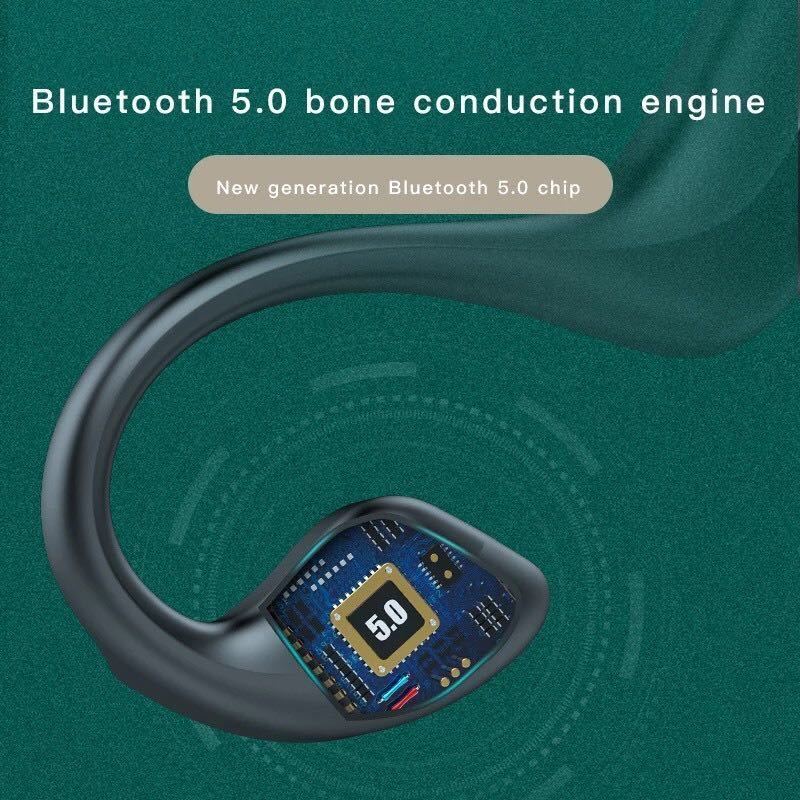 1円～ 送料無料 骨伝導タイプ ワイヤレス イヤホン 黒 防水 スポーツ ハンズフリー ヘッドフォン Bluetooth V5.1 G-100_画像3