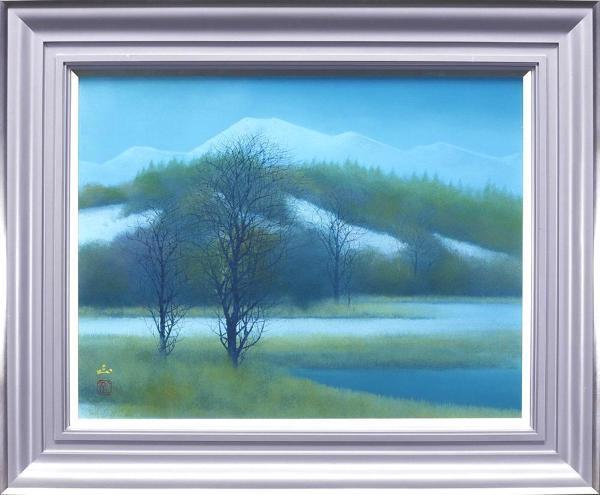 【真作】絵画 河本正 日本画 富嶽 静寂な青の世界 共シール 箱入 W27 Yahoo!オークション - 【真作】【WISH】河本正「冬日」日本画 10