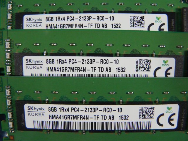 1KZP // 8GB 12枚セット計96GB DDR4 17000 PC4-2133P-RC0 Registered RDIMM 1Rx4 HMA41GR7MFR4N-TF // Cisco UCS C220 M4S BE6000H 取外の画像4