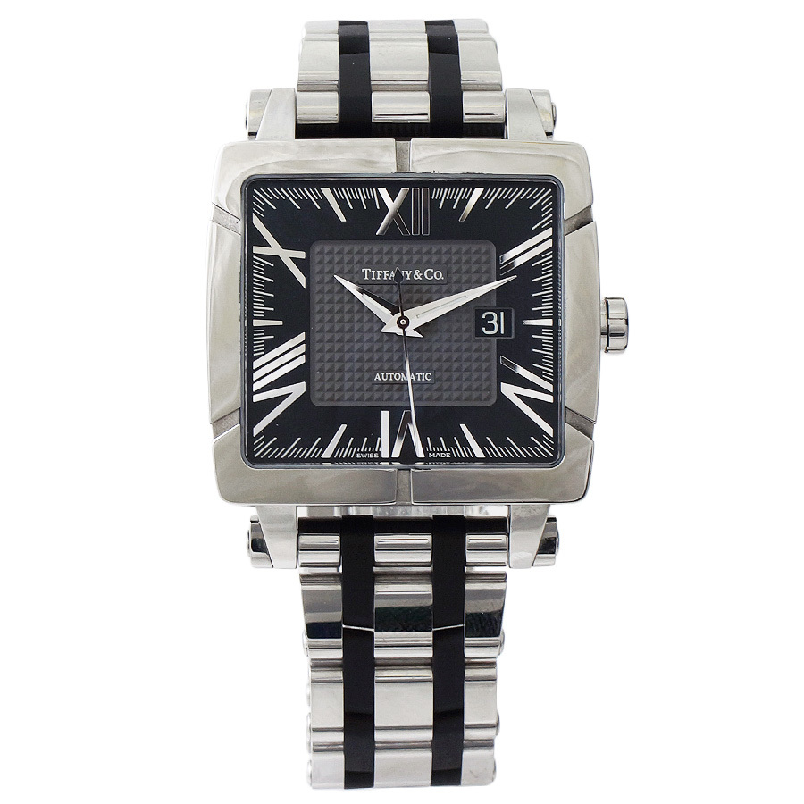 メーカー直売 ティファニー メンズ腕時計 アトラス ジェント スクエア 自動巻き Ss ラバー ブラック グレー