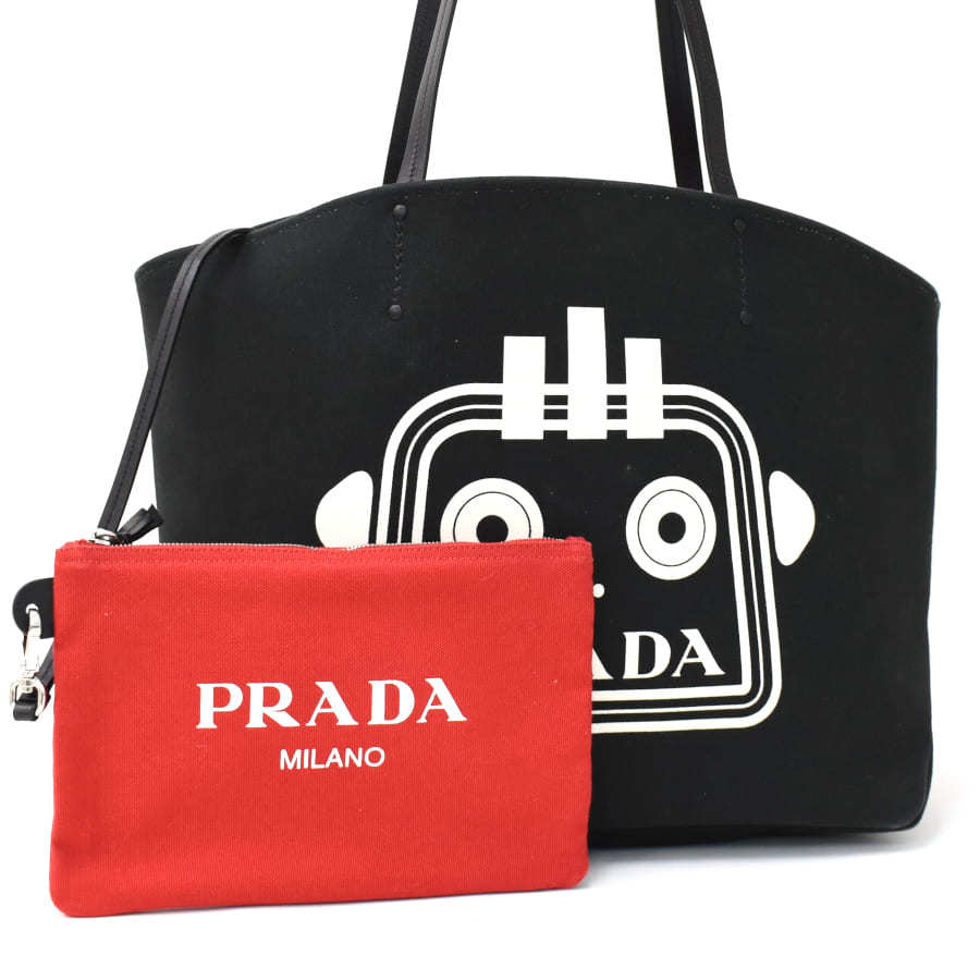 1円 ◎極美品 PRADA プラダ トートバッグ ショルダー 肩掛け ロボット