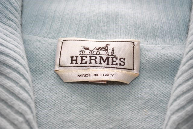 【HERMES】　エルメス　ファスナー開きセーター　ブルー　M寸　美品_画像3