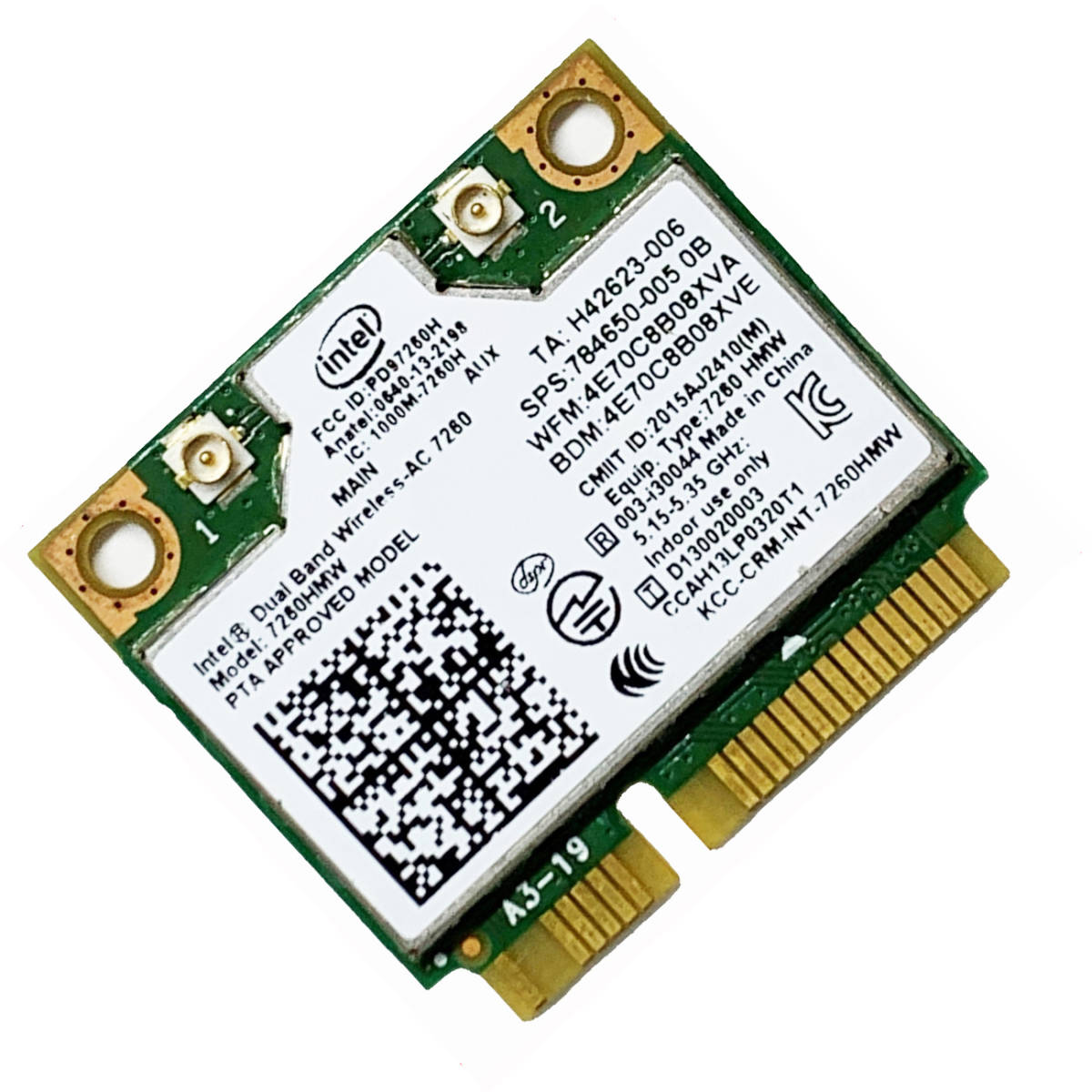 インテル AC 7260 Intel Dual Band Wireless 7260HMW (mini-PCI Express) 11ac 867Mbps Bluetooth 無線LANカード　2