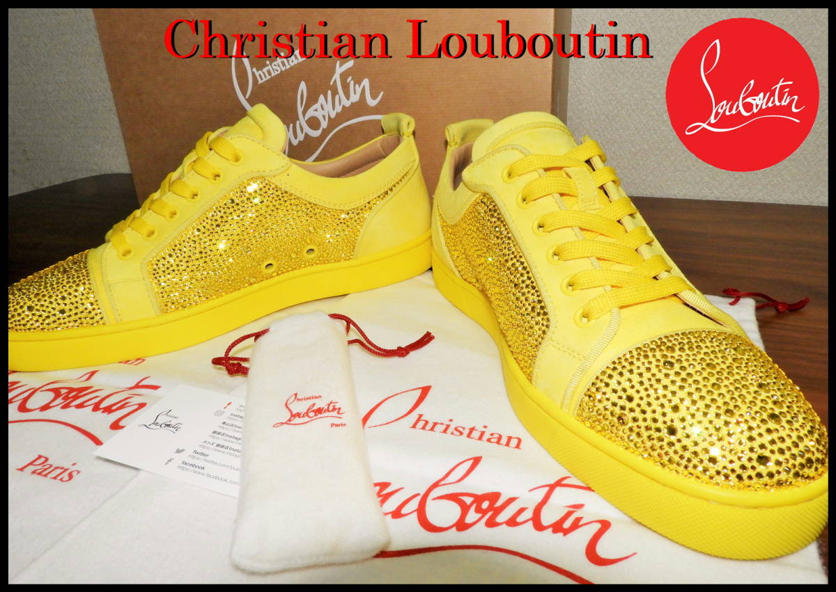 激レア 半額Christian Louboutin ルイス ジュニアストラス ローカットスニーカー クリスチャンルブタン 401/2 黄色 イエロー メンズ スワロ_画像6