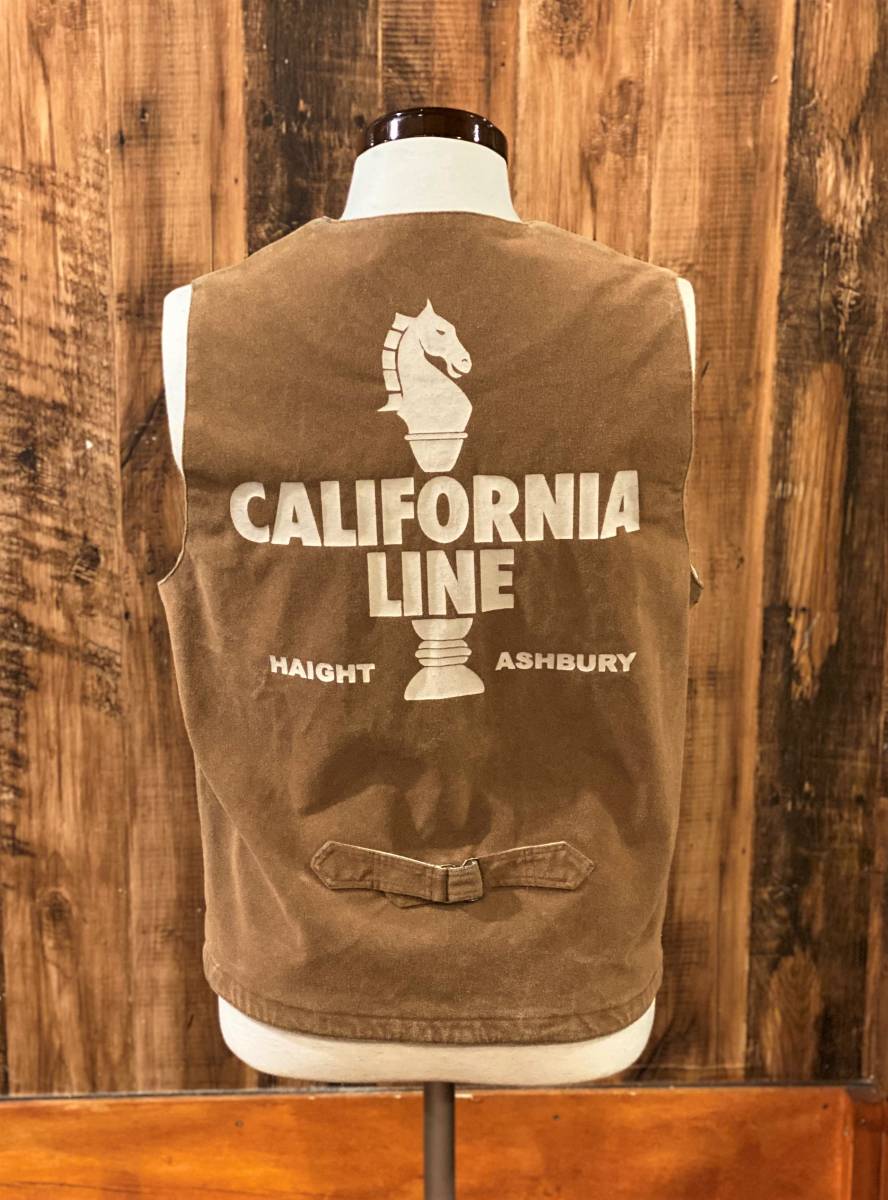 【CALIFORNIA LINE】Mサイズ　ベージュ　レザーフロッキーベスト　カリフォルニアライン　スカルフライト　ランブル