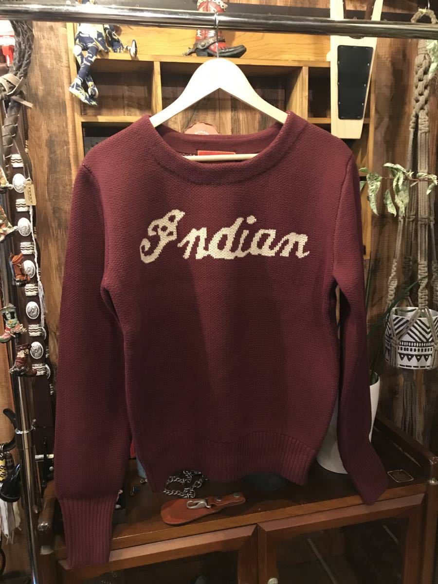 ☆SALE☆《Indian》Mサイズ　ビンテージ復刻セーター　バーガンディ　インディアンモトサイクル　ランブル