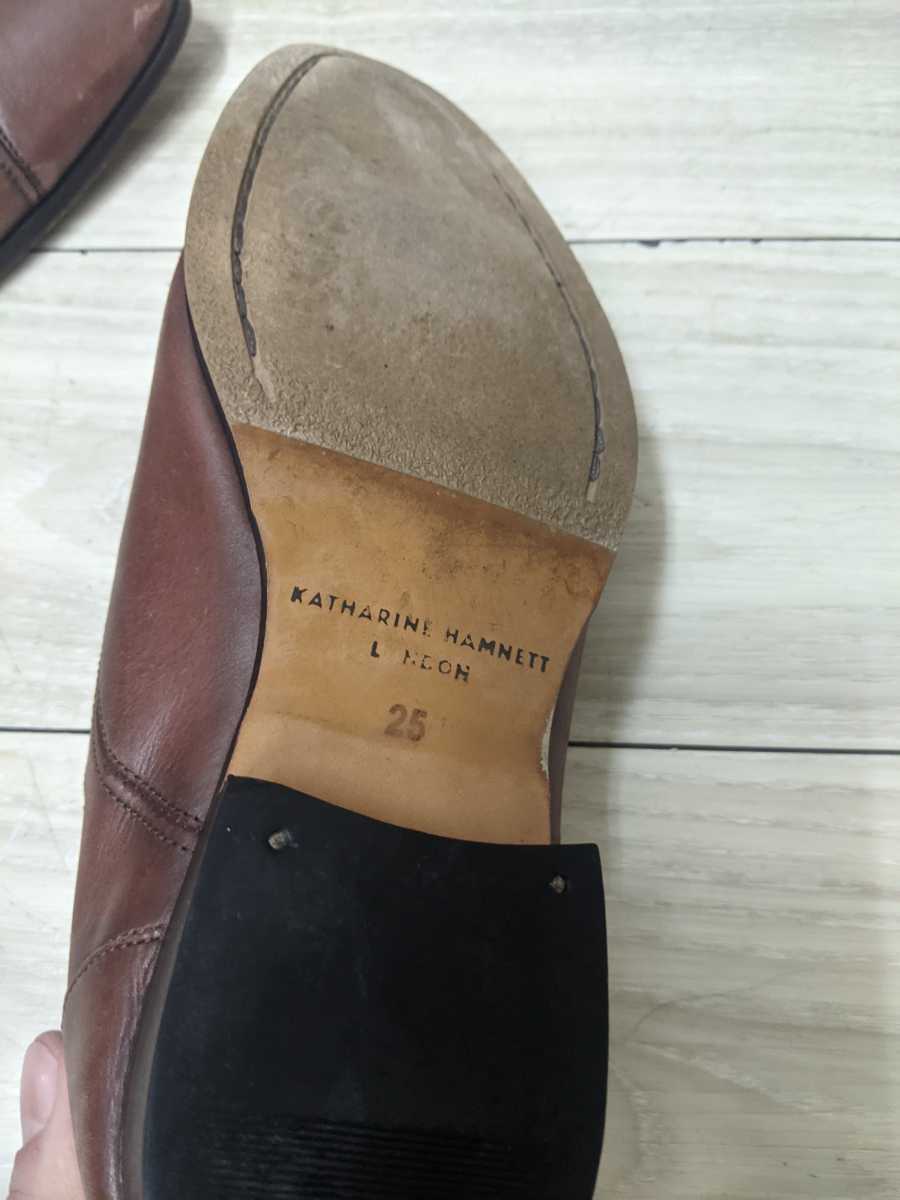 キャサリンハムネットロンドン KATHARINE HAMNETT LONDON 本牛革レザービジネスシューズ 靴 25cm ダークブラウン　メンズ_画像9