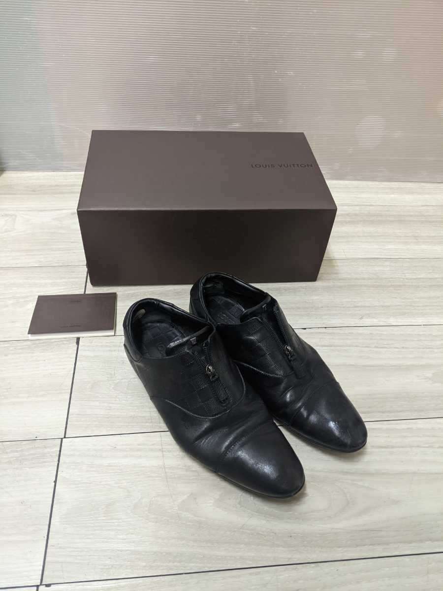 ルイヴィトン LOUIS VUITTON ビジネスシューズ 靴 レザー 本革 6M 25cm相当 黒 ブラック系 メンズ　ダミエ_画像1