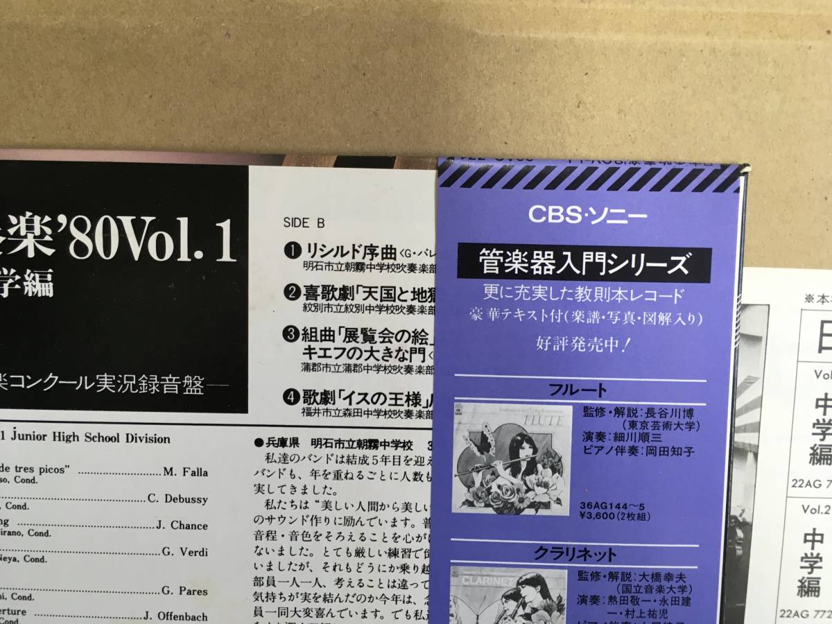 日本の吹奏楽 '80 Vol.1 中古品 LP （全日本吹奏楽コンクール実況録音盤／吹奏楽コンクール）ノンクレーム・ノンリターン・ノンキャンセル_画像4